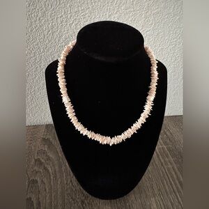 Vintage Light Pink Hawaiian Puka Sea Shell Necklace.